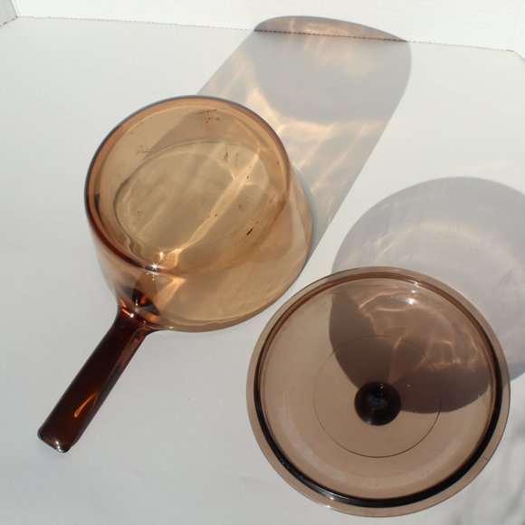 Vintage Visions Corning / PYREX Amber / Brown Glass Pan / Pot With Lid | France - Picture 4 of 6